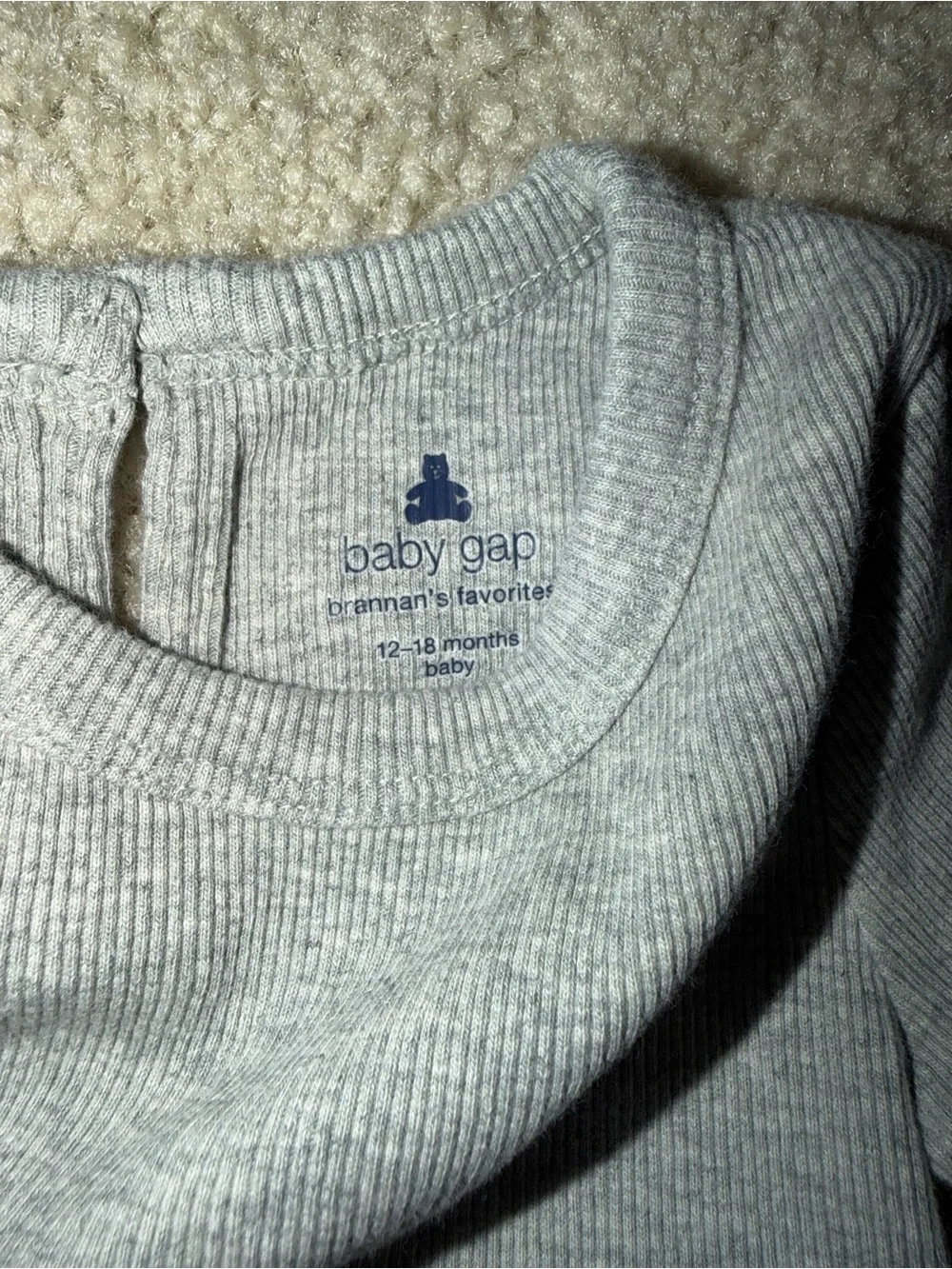 GAP Gray Ribbed Long-Sleeve Tee